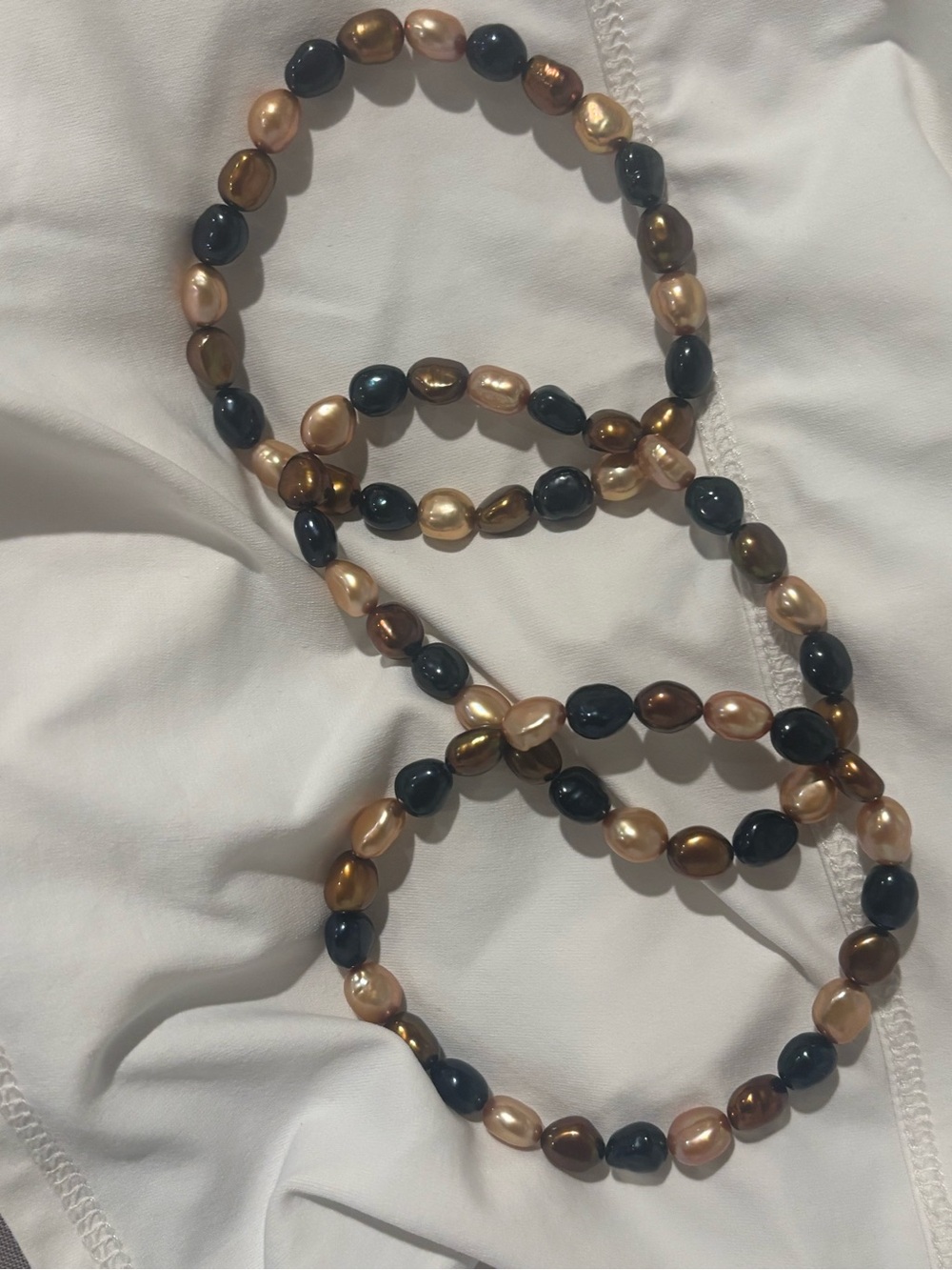 Vintage Freshwater Pearl Bead bracelets in Champagne, Bronze & Black